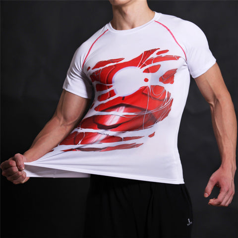 TONY STARK Compression T-shirt (White) - Gym Heroics Apparel