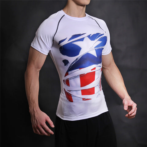STEVE ROGERS Compression T-shirt (White) - Gym Heroics Apparel