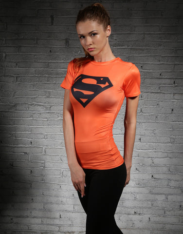 Superman Women's T-Shirt (Orange) - Gym Heroics Apparel