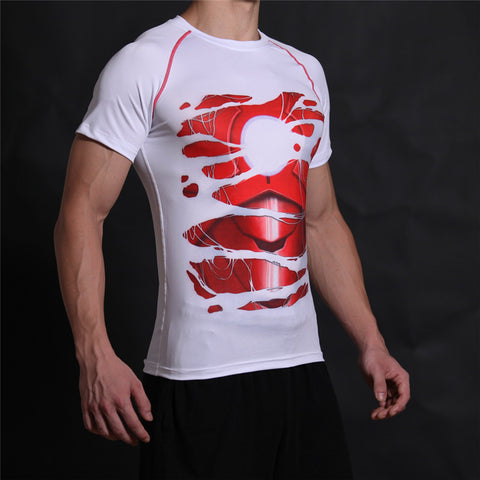 TONY STARK Compression T-shirt (White) - Gym Heroics Apparel