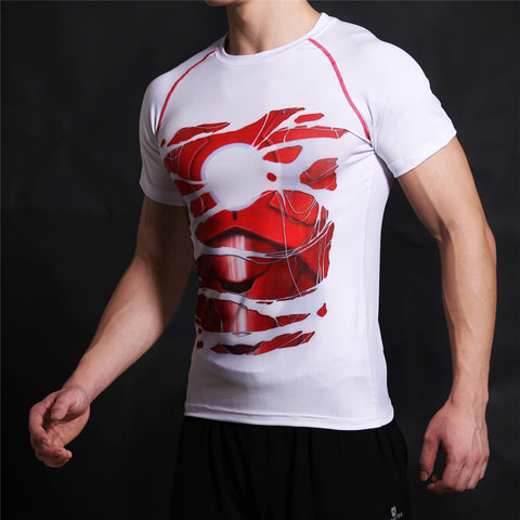 TONY STARK Compression T-shirt (White) - Gym Heroics Apparel