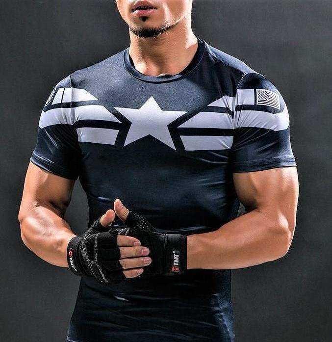 Captain America T Shirt Gym Heroics
