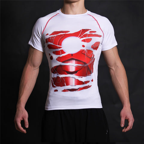 TONY STARK Compression T-shirt (White) - Gym Heroics Apparel