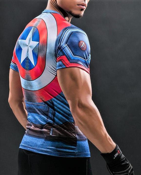 Captain America T Shirt Gym Heroics
