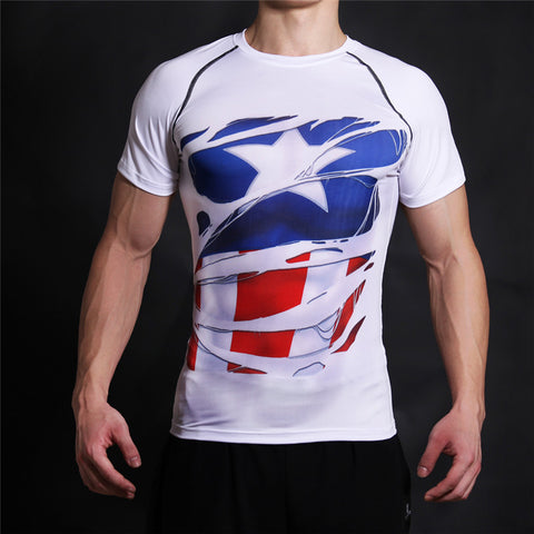 STEVE ROGERS Compression T-shirt (White) - Gym Heroics Apparel
