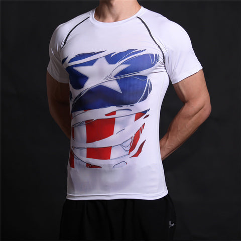 STEVE ROGERS Compression T-shirt (White) - Gym Heroics Apparel