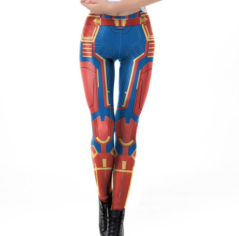 Marvel Comics Womens 2 PC Super Heroes Red V-Neck T-Shirt Black Leggings  Set XS 