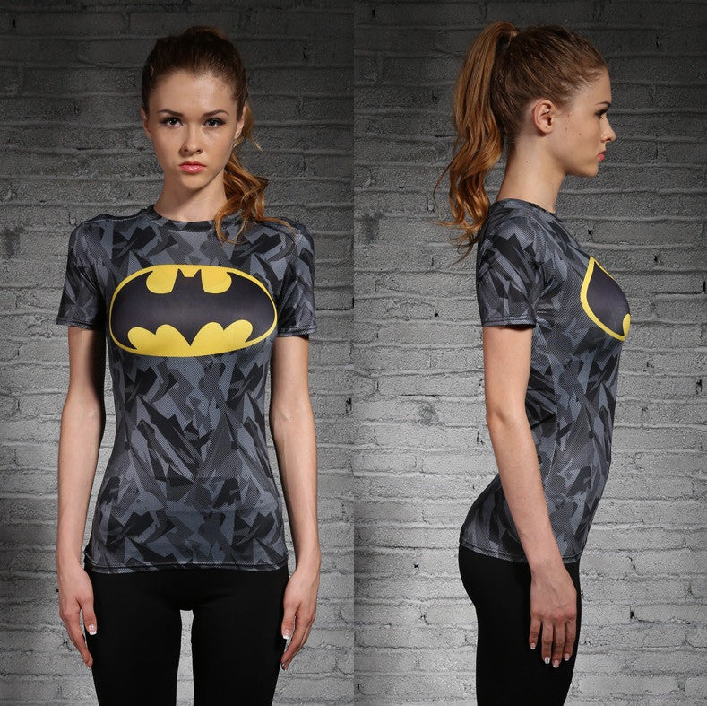 Batman Women's workout T-Shirt (Grey)