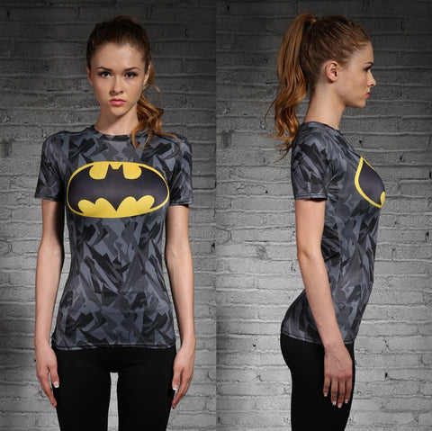 Batman Women's workout T-Shirt (Grey) - Gym Heroics Apparel