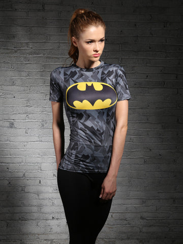 Batman Women's workout T-Shirt (Grey) - Gym Heroics Apparel