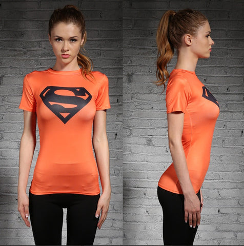 Superman Women's T-Shirt (Orange) - Gym Heroics Apparel
